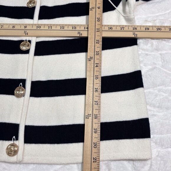 Talbots Striped Sweater Cardigan Jacket Medium Petite MP Dark Navy Blue & White - Picture 5 of 8